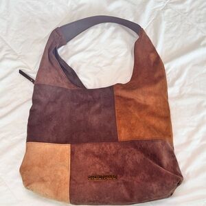 Steve Madden Suede Patchwork Hobo in Mixed Brown Shades